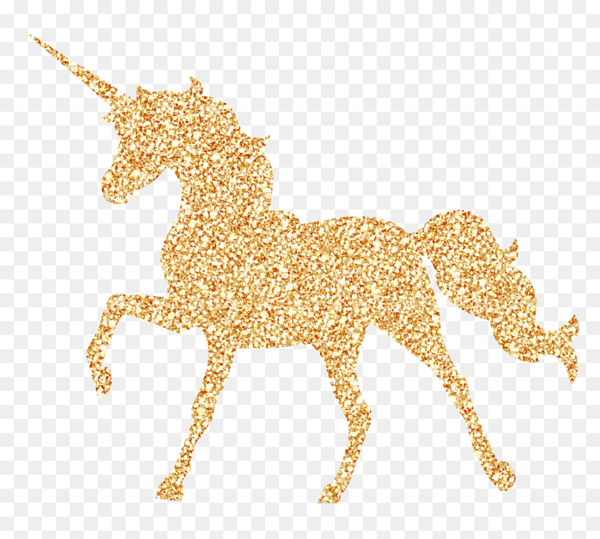 Gold Glitter Unicorn, HD Png Download - unicorn png