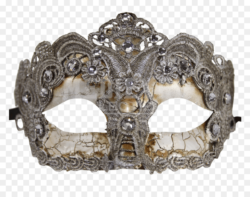 Kayso Women"s Brocade Lace Masquerade Mask, Silver - Mask, HD Png Download - silver masquerade mask png