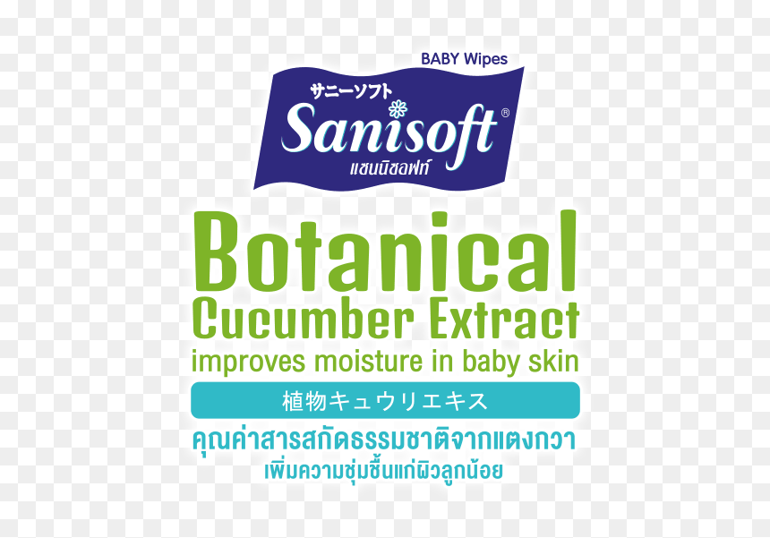 Sanisoft แซนนิซอฟท์ ผ้าเปียก Wipes Baby Wipes Cucumber - Paper Product, HD Png Download - baby wipes png