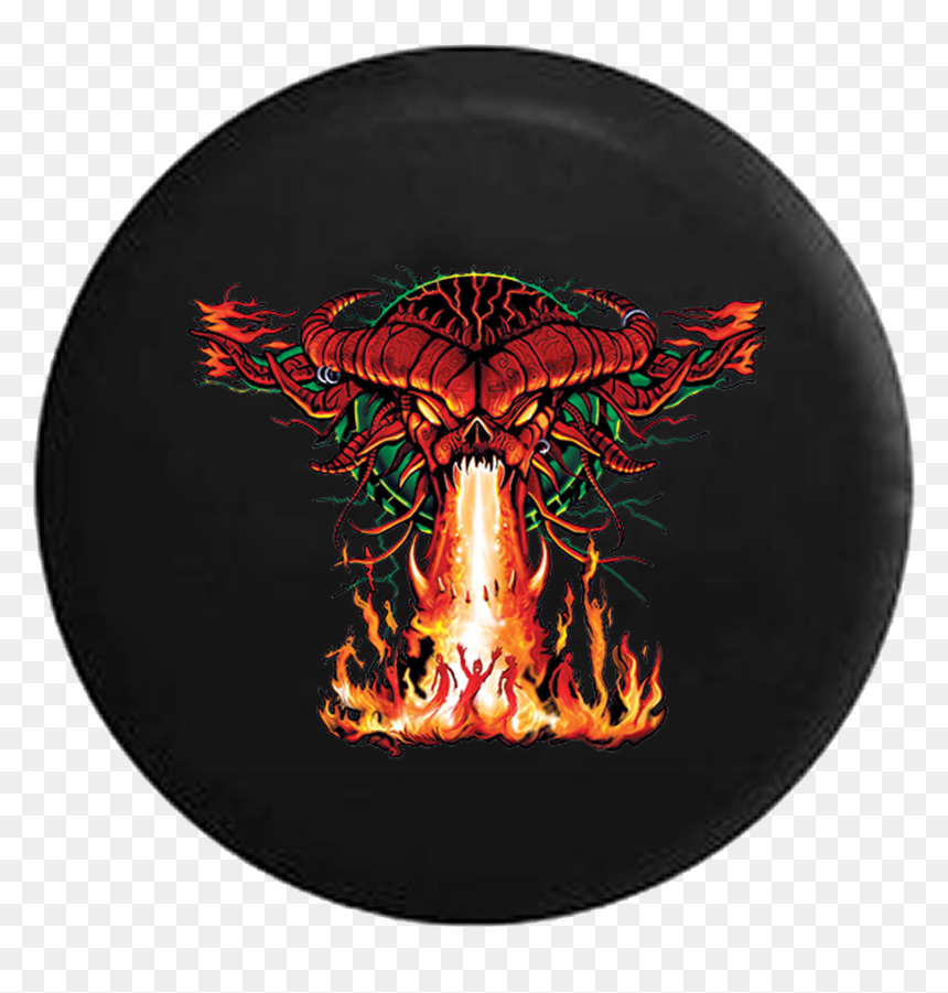 Fire Breathing Dragon Demon Jeep Camper Spare Tire - Circle, HD Png Download - breathing fire png