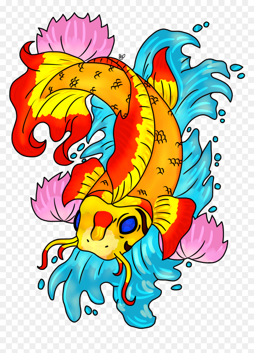 Cartoon, HD Png Download - koi fish tattoo png