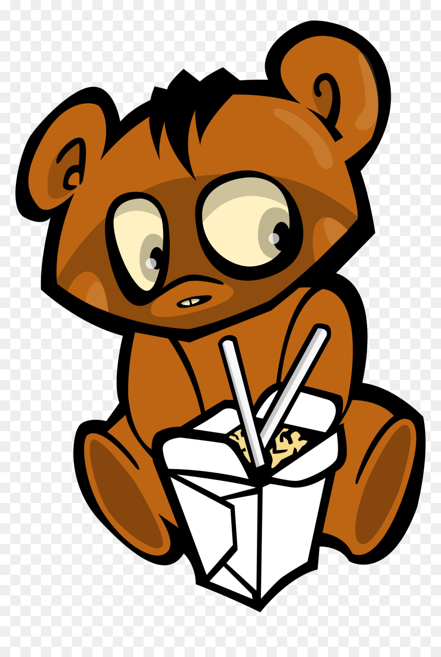 Transparent Chopstick Clipart - Bear Eating Chinese Food, HD Png Download - eating clipart png