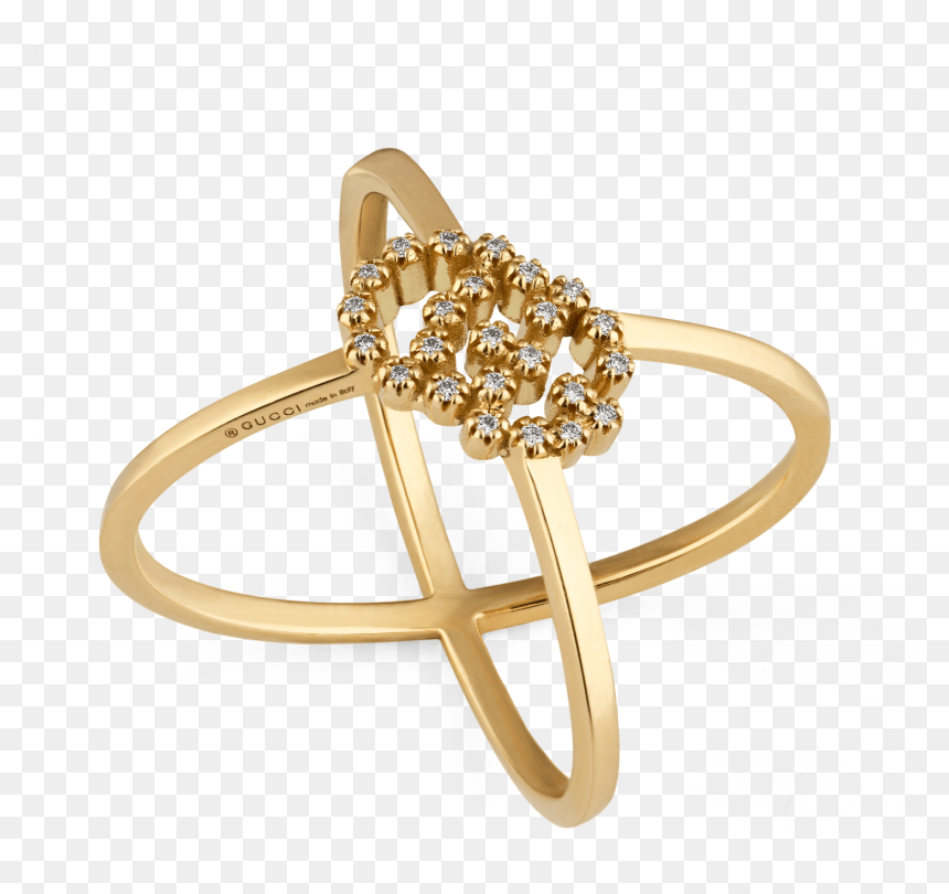 18k Yg Running G Ring With Diamonds - Ring, HD Png Download - gucci symbol png
