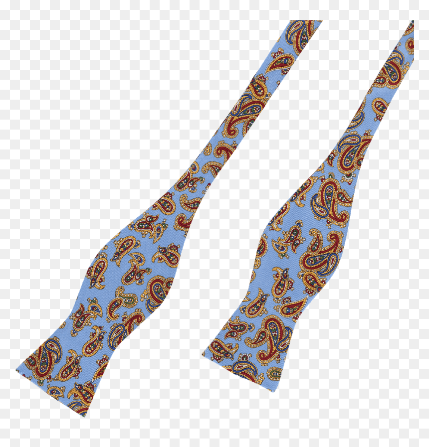 Bow Tie Silk Blue Paisley - Paisley, HD Png Download - blue tie png