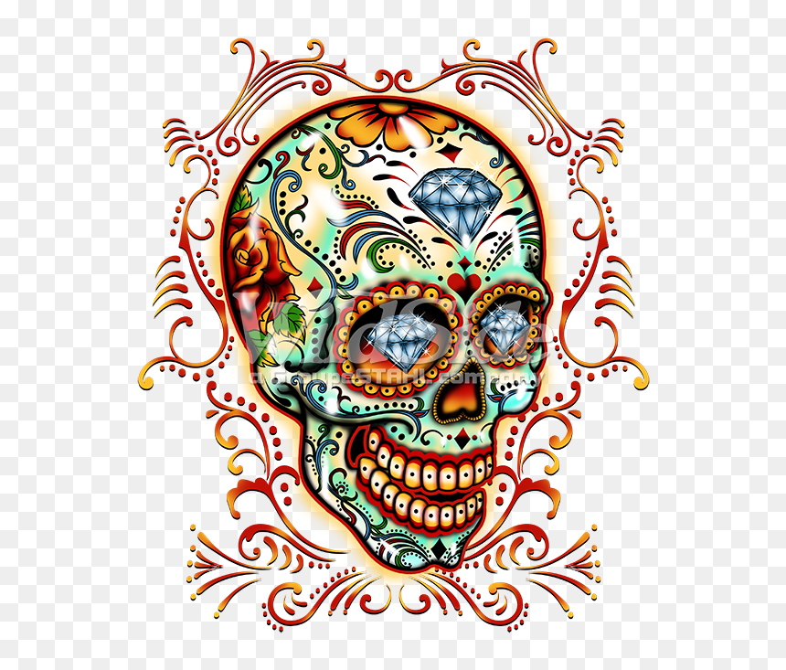 Sugar Skull With Pinstripes - Calaveras Con Ojos De Diamante, HD Png Download - pinstripes png
