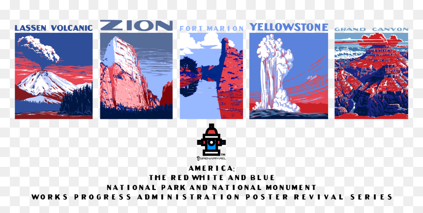 Wpa National Park Posters, HD Png Download - red white blue png