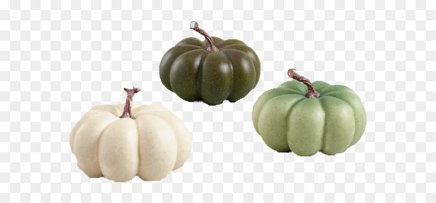 Medium Ivory And Green Faux Heiloom Pumpkins Set Of - Green Faux Pumpkins, HD Png Download - real pumpkin png