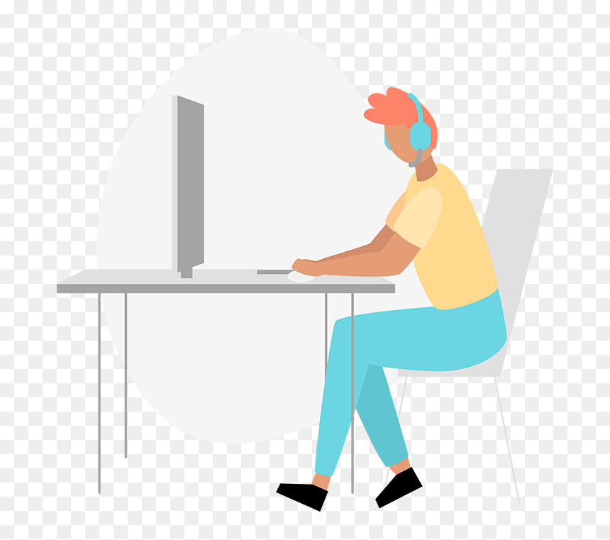 Sitting, HD Png Download - person at desk png