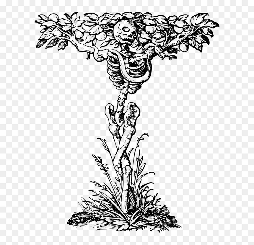 Art,monochrome Photography,artwork - Tree Of Knowledge And Death, HD Png Download - adam and eve png