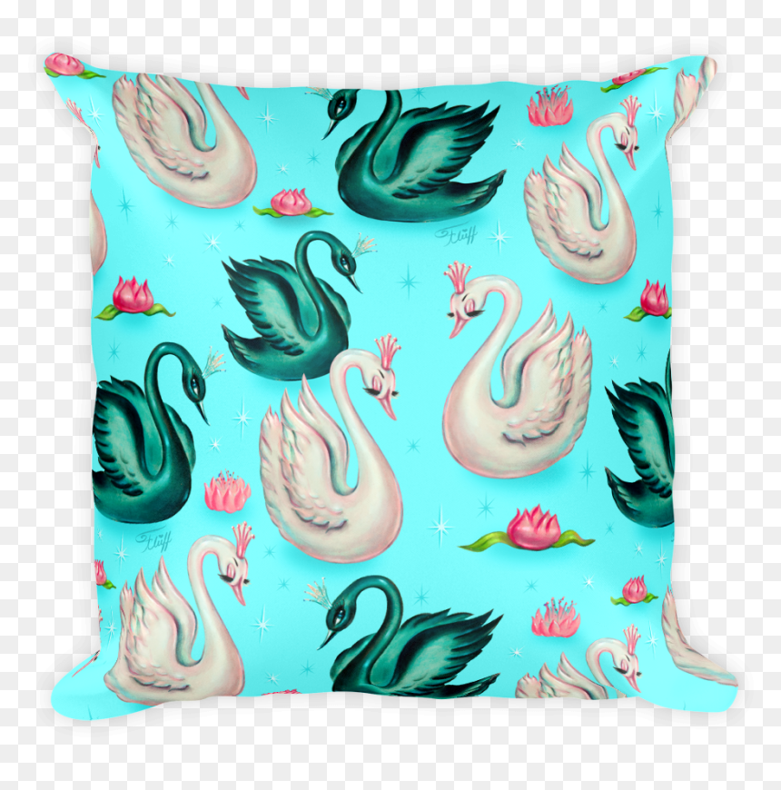 Swans With Tiaras On Aqua • Square Pillow - Textile, HD Png Download - tiaras png