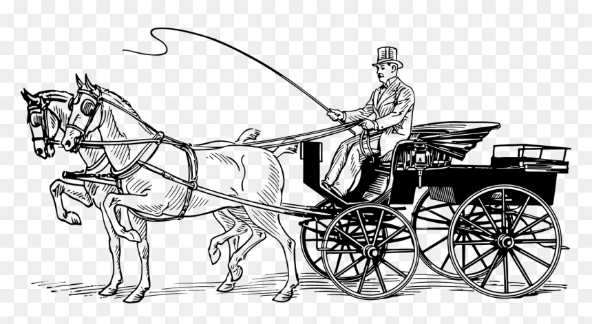 Horse Carriage Drawing, HD Png Download - horse and carriage png
