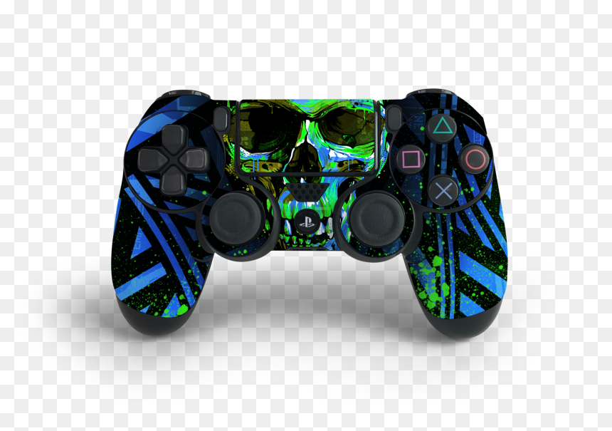 Ps4 Controller Blue Cyber Skull Decal Kit"
 Class="lazyload, HD Png Download - game controler png