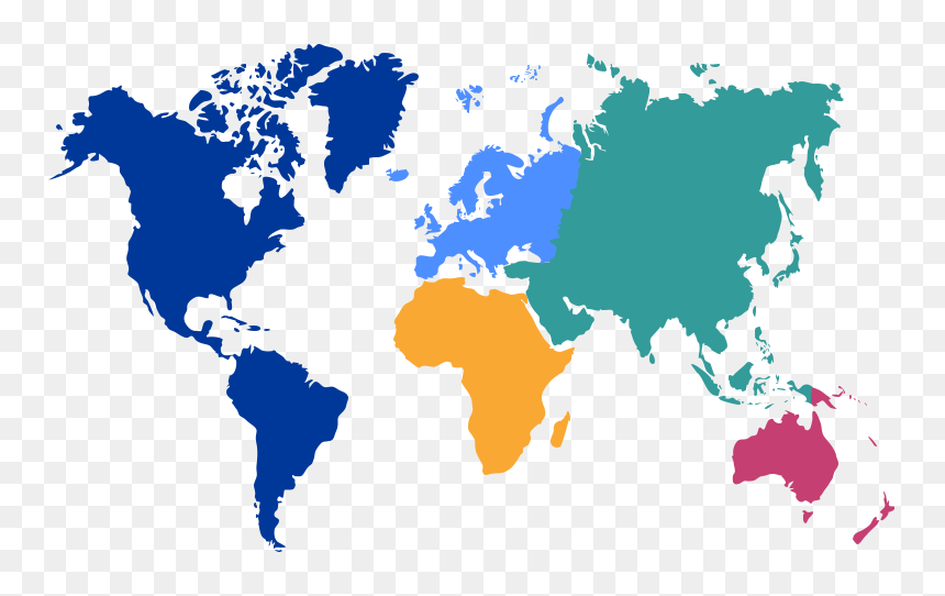 Eine Weltkarte Mit Unterschiedlichen Farben Für Jeden - North America And Latin America, HD Png Download - hsien ko png