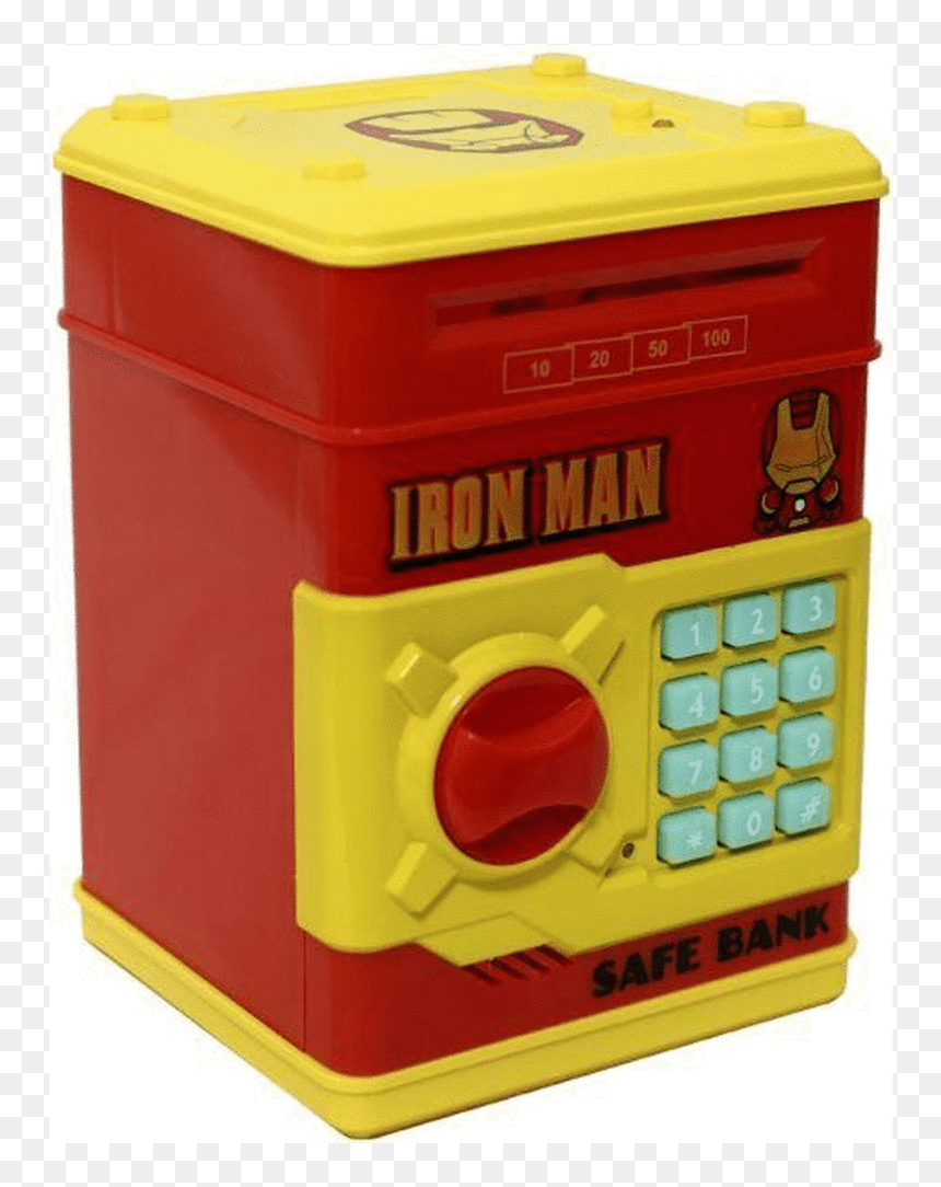 Iron Man Money Safe Mini Electronic Atm Bank Auto Insert - Atm Bank Toy Iron Man, HD Png Download - atm machine png