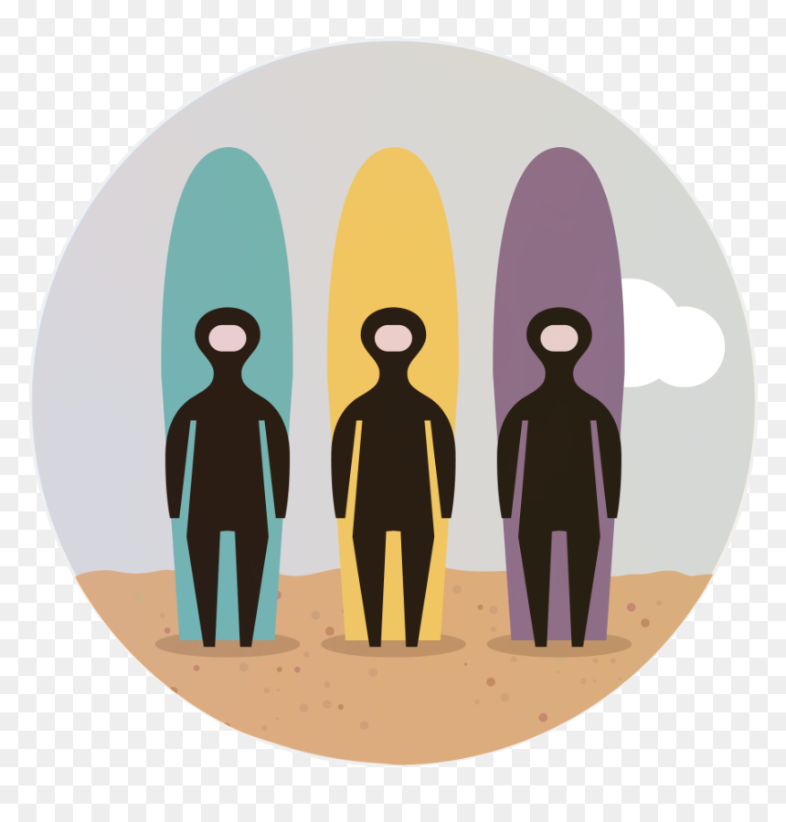 Four Person Lesson -&nbsp - Illustration, HD Png Download - surfboard silhouette png
