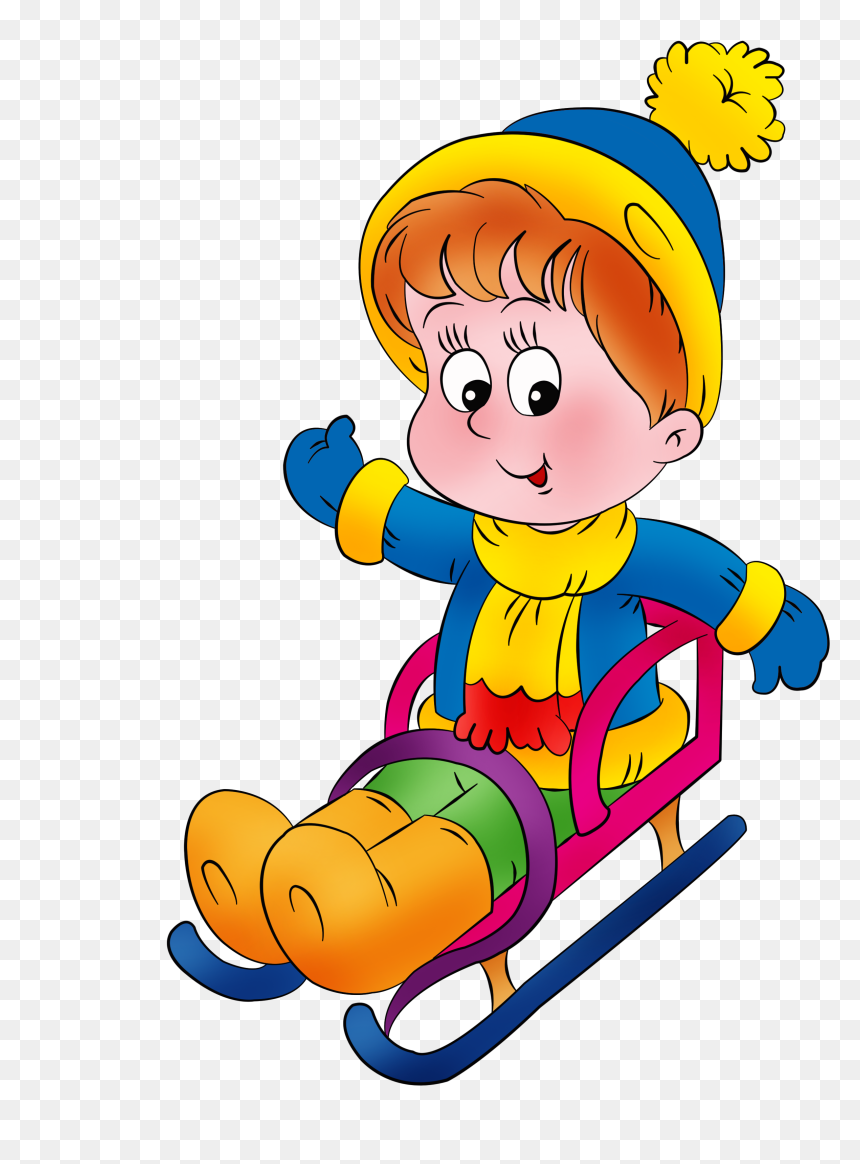 Winter Child Game Snowball Fight - Kid Sleigh Png, Transparent Png - sledding png