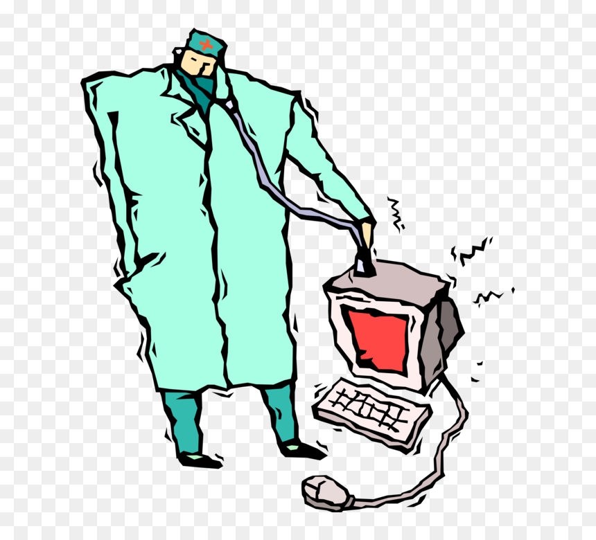 Vector Illustration Of Computer Repair Technician With - Illustration, HD Png Download - stethoscope png vector