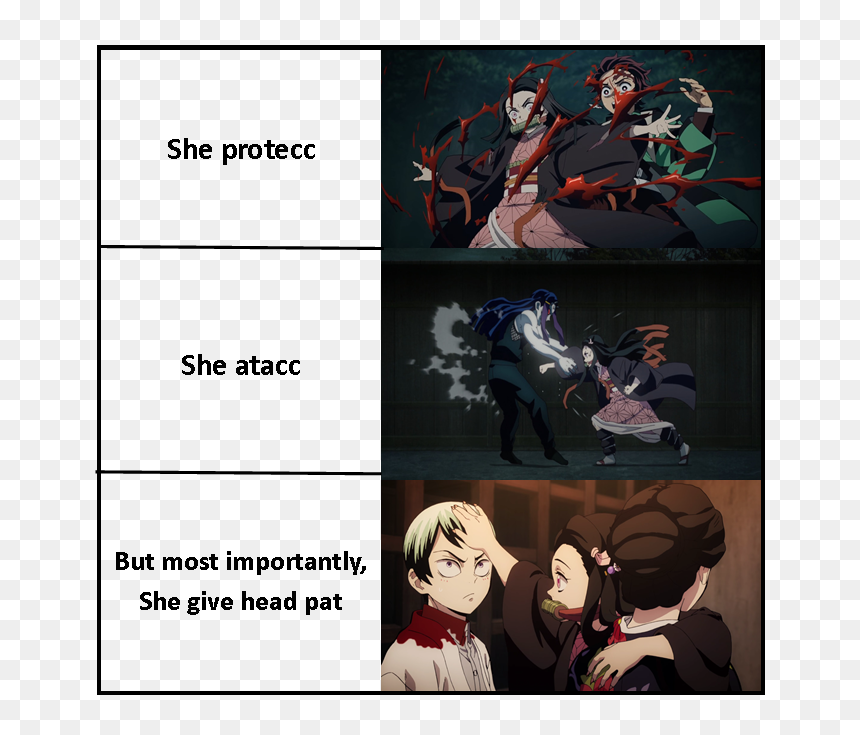 She Protec She Attac Nezuko, HD Png Download - anime demon png