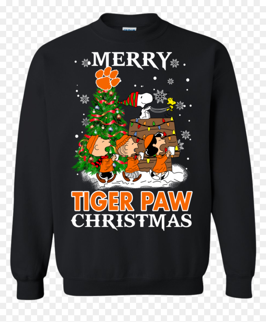 Merry Clemson Tiger Paw Christmas Snoopy Ugly Sweater - Christmas Jumper, HD Png Download - clemson tiger paw png