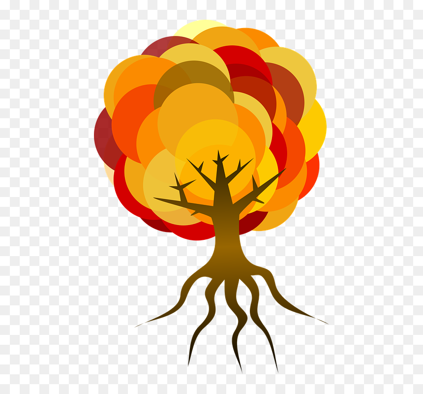Tree Clipart With Roots, HD Png Download - colorful tree png