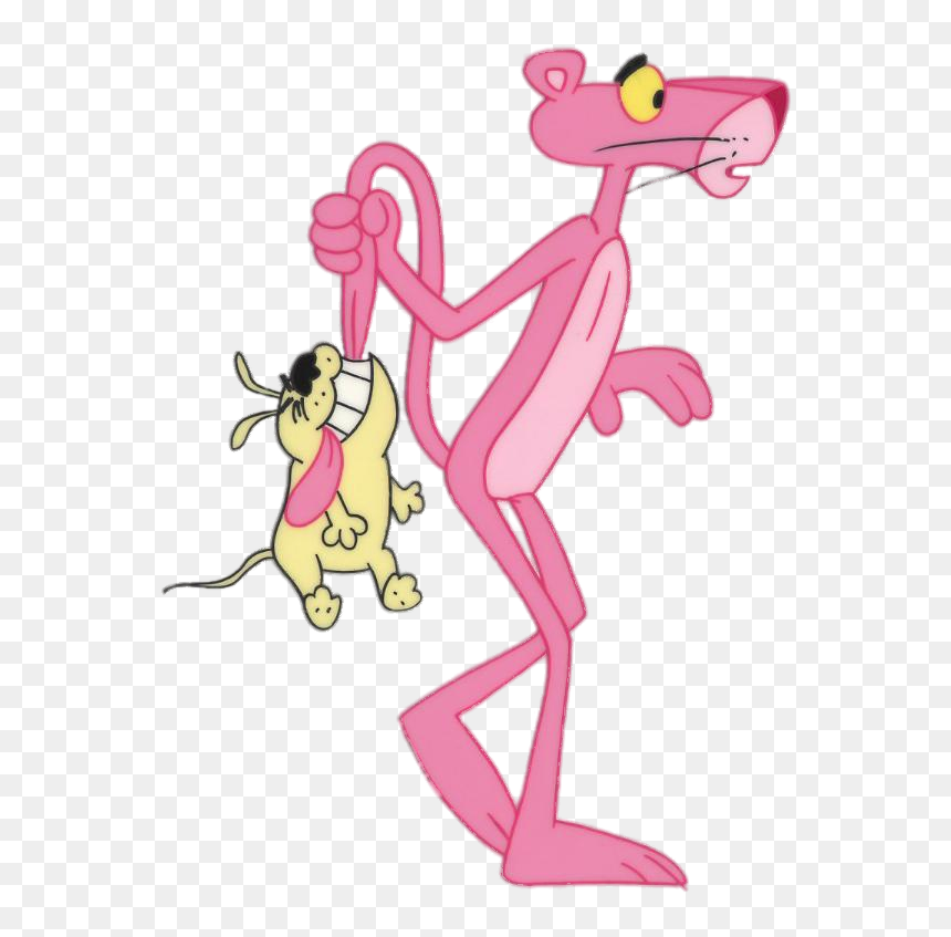 Dog Biting Pink Panther"s Tail - Cartoon, HD Png Download - dog tail png