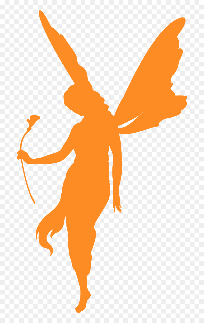 Orange Fairy Silhouette Transparent, HD Png Download - fairy vector png