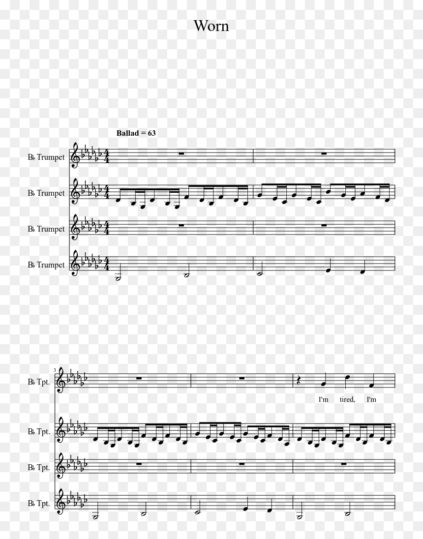 Beethoven 5th Symphony Clarinet Sheet Music, HD Png Download - worn png