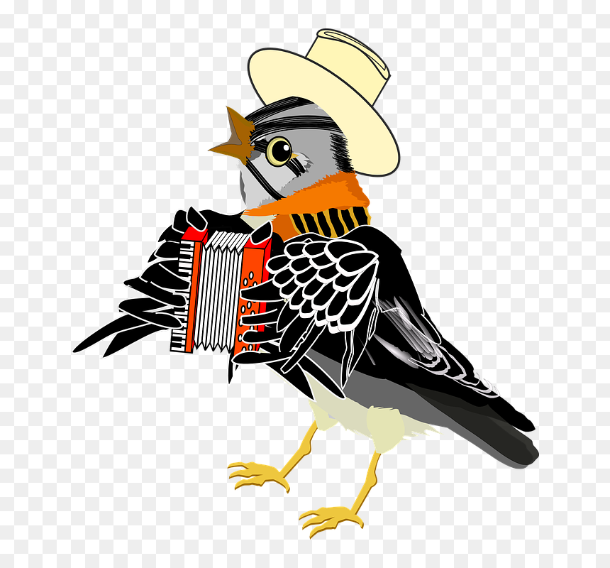 Bird Playing Accordion, HD Png Download - sparrow silhouette png