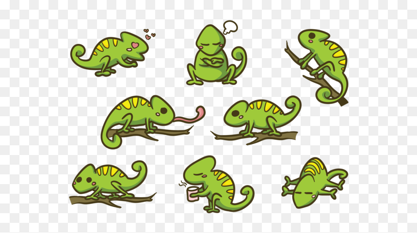 Vector De Dibujos Animados Camaleón - Chameleon Vector, HD Png Download - ramas vectores png