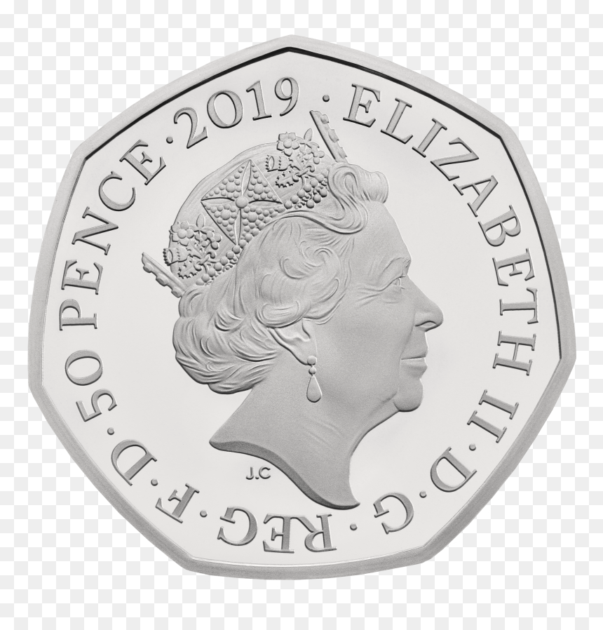 2019 Uk Common Obverse 50p Base Proof Coin Tone - Coin, HD Png Download - pence png
