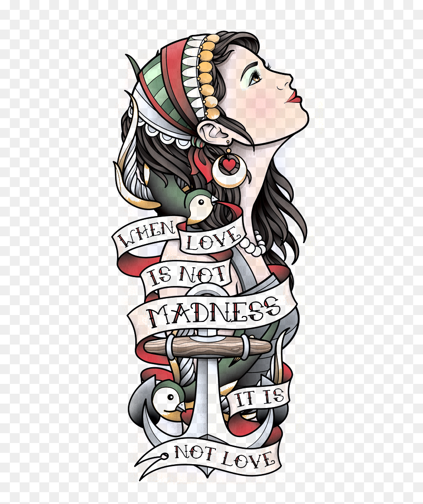 American Traditional Female Tattoo, HD Png Download - tattoo png