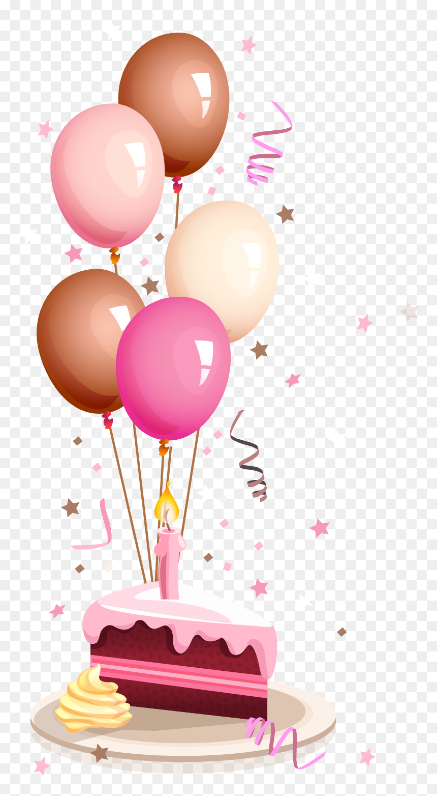 Pink Balloons And Cake, HD Png Download - birthday cake png