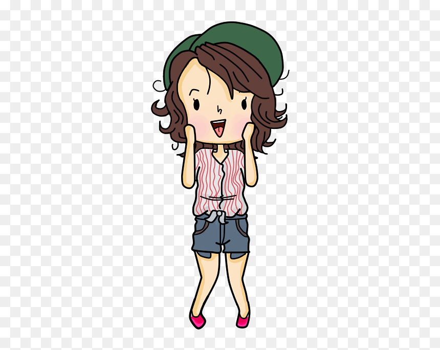 Black And White Clipart Girl In Dress, HD Png Download - muñequitas png hipster