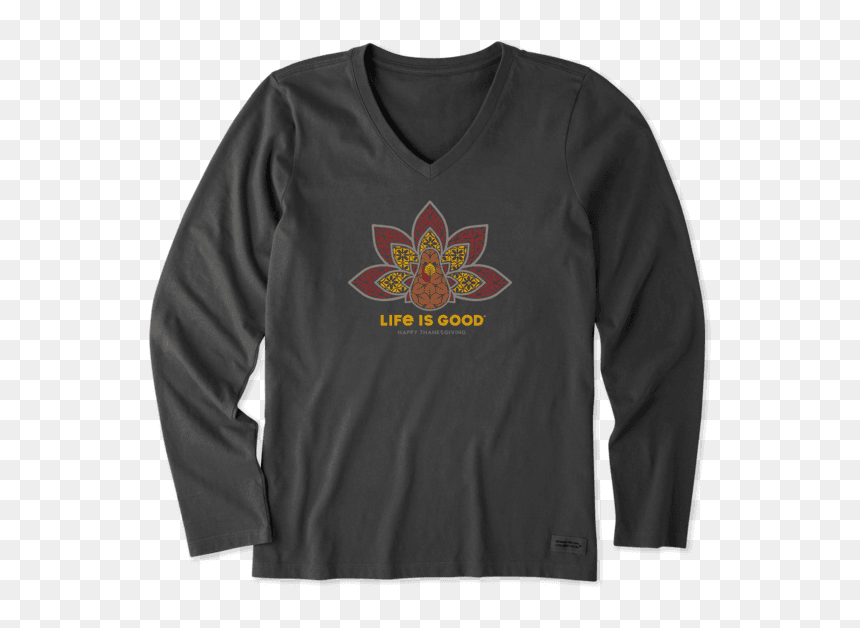 Women"s Thanksgiving Mandala Long Sleeve Crusher Vee - Womens Thanksgiving Shirts Funny, HD Png Download - thankful react png