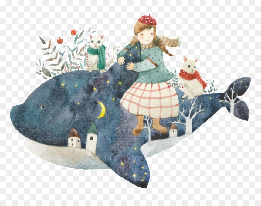 Painted Fairy Tale Shark Fairy Pattern , Png Download - Illustration, Transparent Png - shark tale png