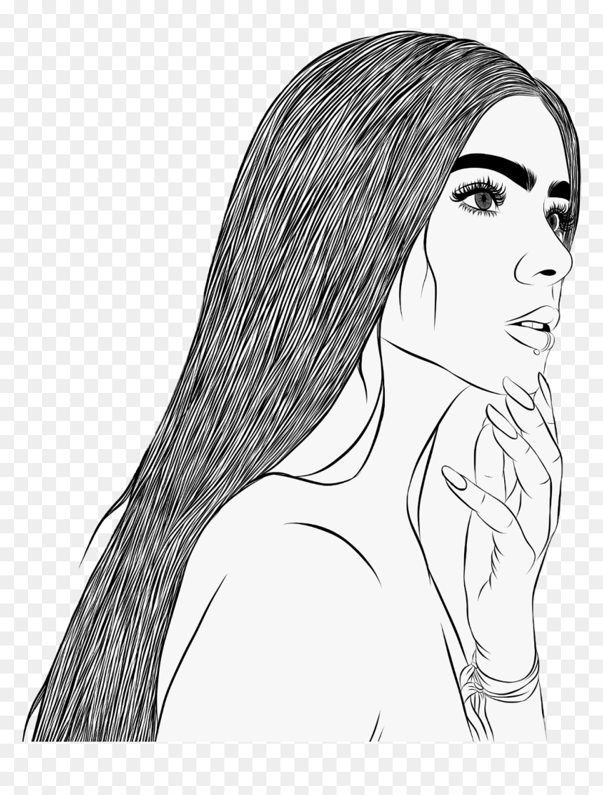 #women #mujer #dibujo #drawing - Pretty Drawing Of Ocean, HD Png Download - mujer dibujo png