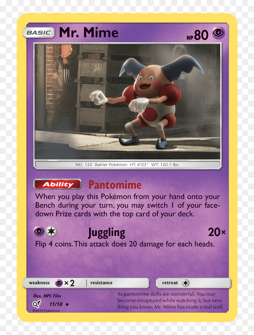Mr Mime Detective Pikachu Card, HD Png Download - mr mime png