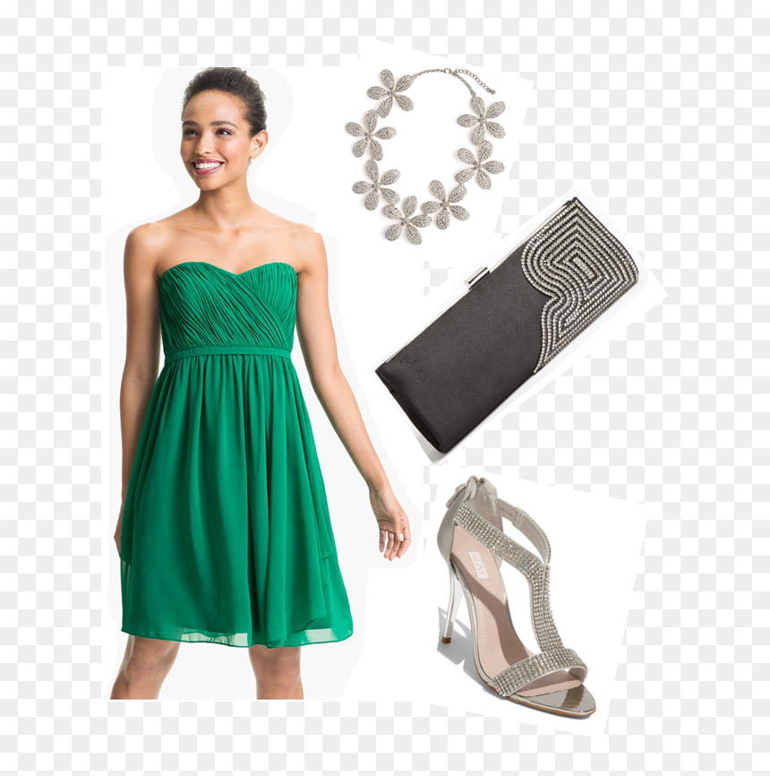 Short Strapless Emerald Chiffon Dress, HD Png Download - lindsey morgan png