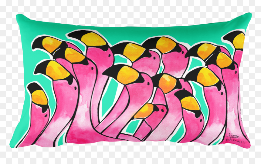 Happy Flamingo Bunch - Cushion, HD Png Download - watercolor flamingo png