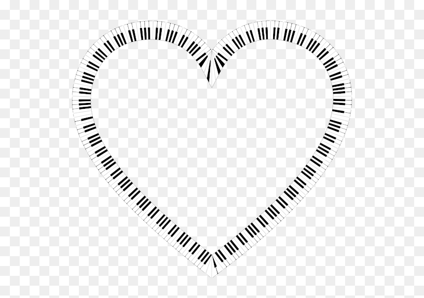Piano Keys Heart - Musical Notes Heart Transparent Clipart, HD Png Download - white heart shape png