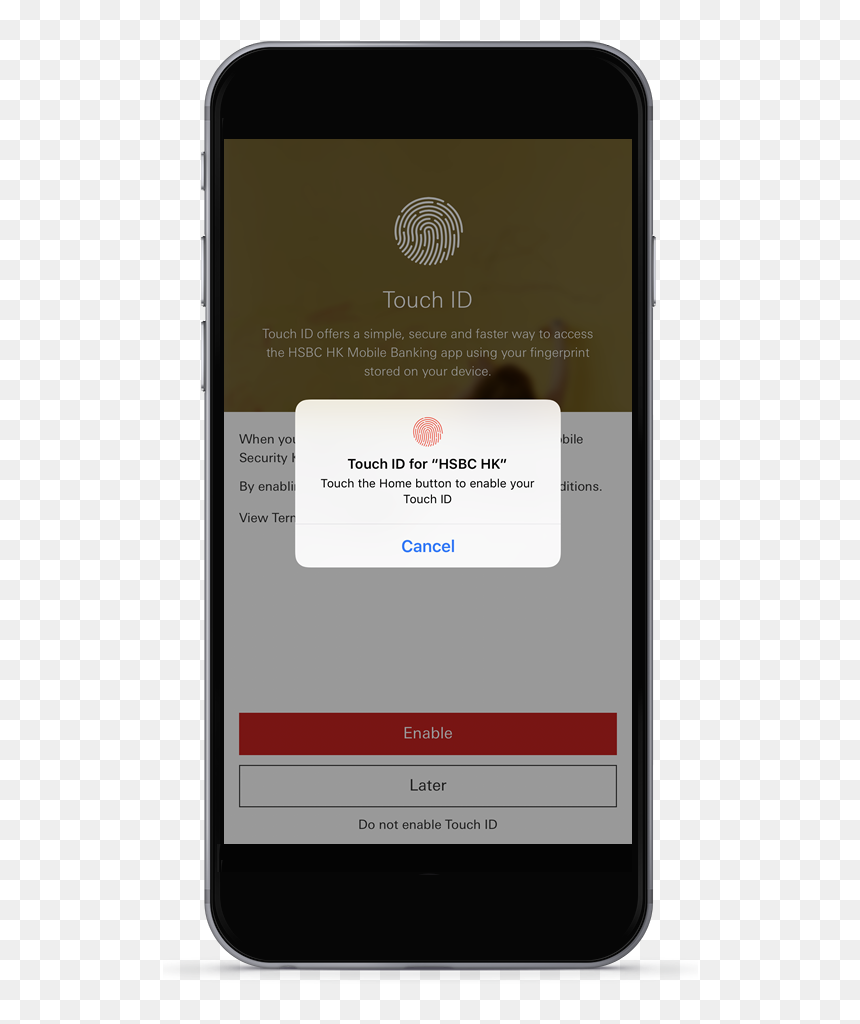 Touch The Home Button To Enable Touch Id - Hsbc Touch Id, HD Png Download - touch id png