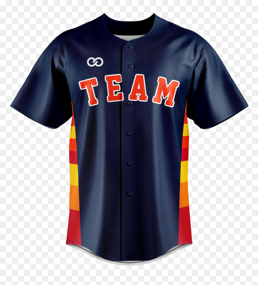 Navy With Red Orange And Gold Stripes Baseball Jersey - Baseball Uniform, HD Png Download - baseball jersey png
