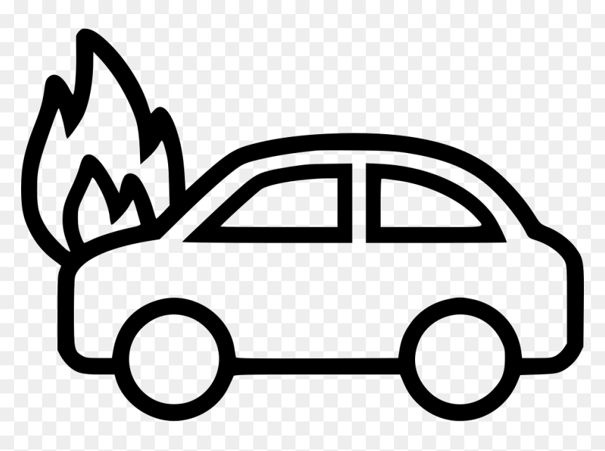 Car Fire - Van Black And White, HD Png Download - car on fire png