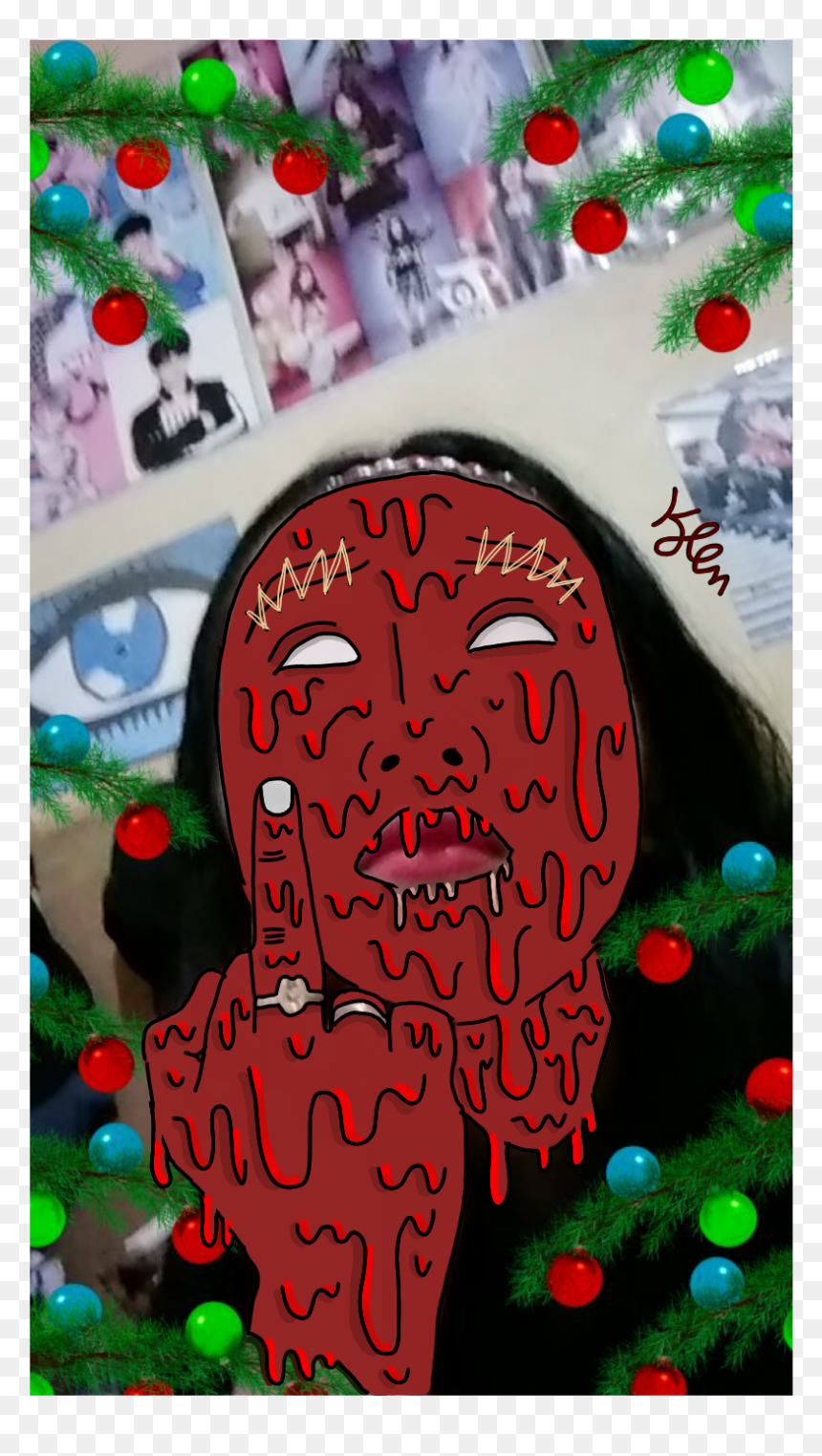 A Drawing Of My Aunt For Her Birthday - Christmas Tree, HD Png Download - leafyishere face png