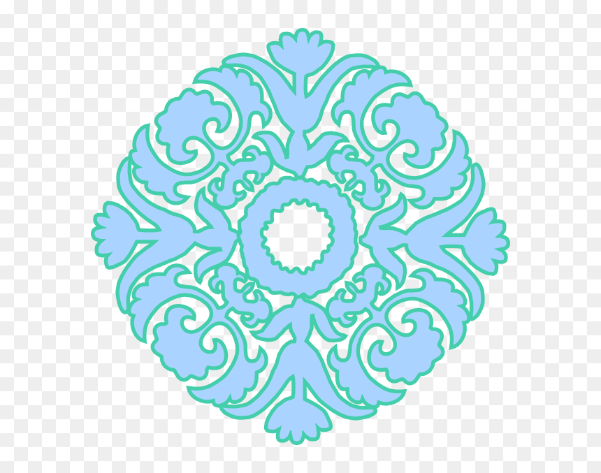 Damask Flourish Pastel Blue Green Svg Clip Arts - Circle, HD Png Download - circle flourish png