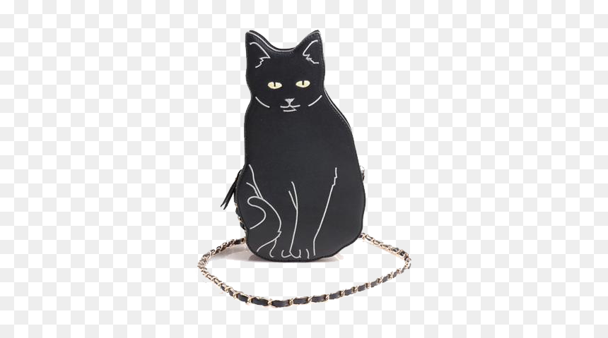 Black Cat Novelty Crossbody Chain Bag - Cartera Gato Negro, HD Png Download - cute black cat png