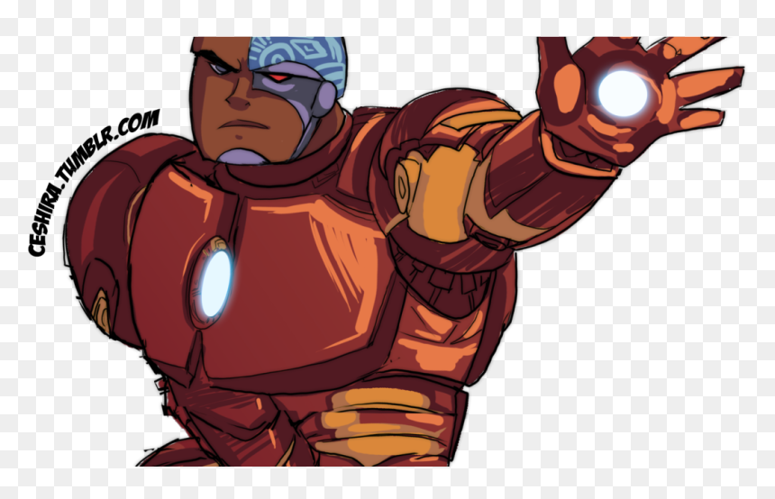 Teen Titans Avengers Crossover- Cyborg As Iron Man - Teen Titans Avengers, HD Png Download - cyborg teen titans png