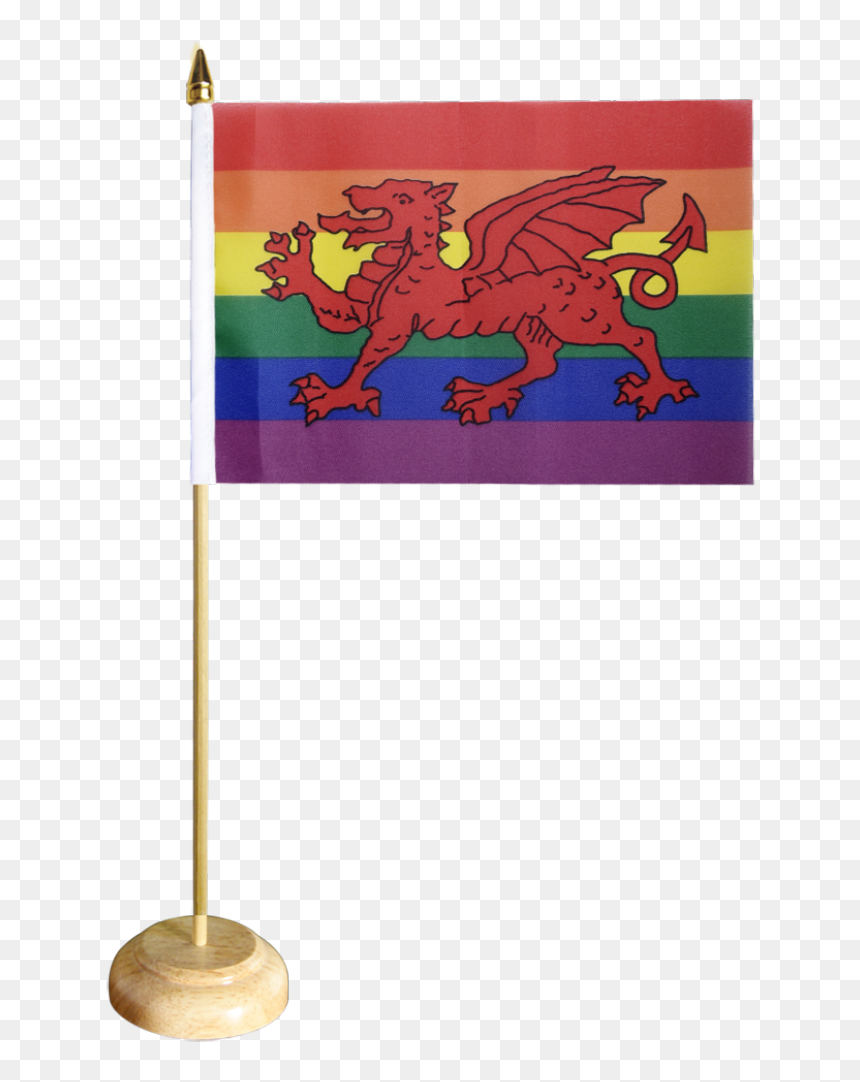 Rainbow With Welsh Dragon Table Flag - Flag, HD Png Download - welsh dragon png