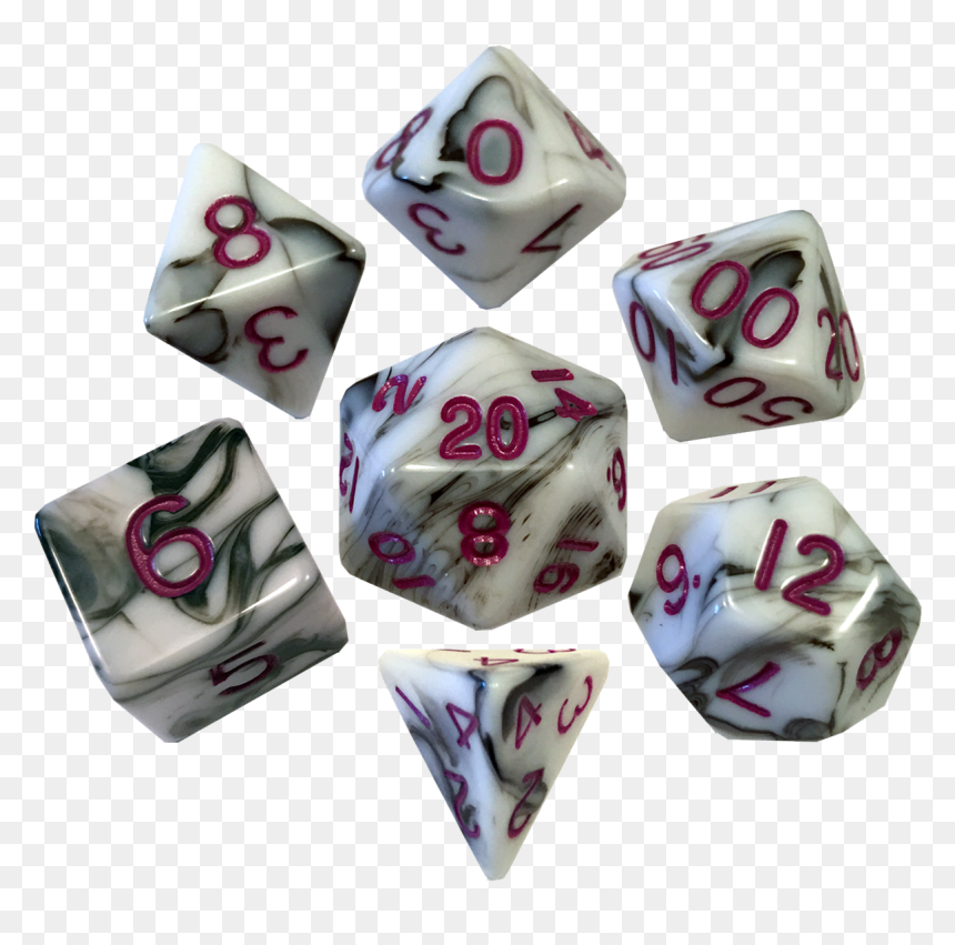 Mdg Acrylic 16mm 7-die Set Marble With Purple - Metallic Dice Games, HD Png Download - polyhedral dice png