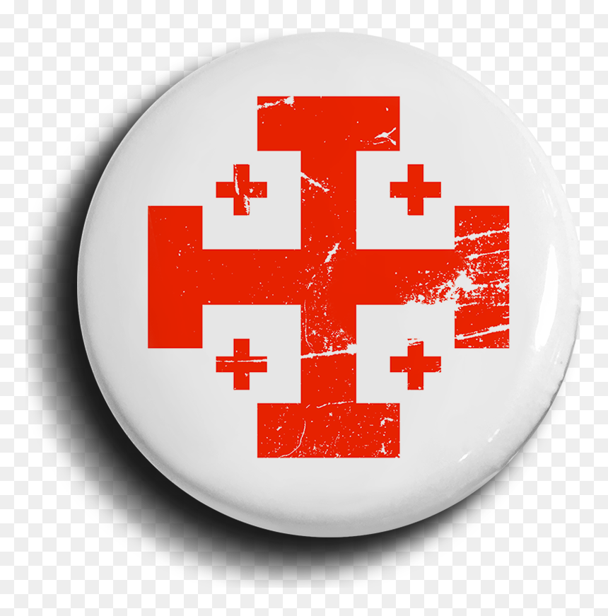 Jerusalem Cross Button - Drapeau Chrétien, HD Png Download - jerusalem cross png